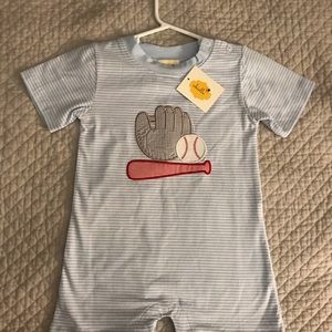 Abielle Baby Boy’s Light Blue Baseball Romper